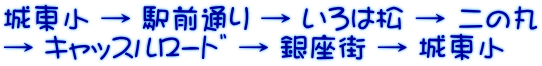 城東小 → 駅前通り → いろは松 → 二の丸 → ｷｬｯｽﾙﾛｰﾄﾞ → 銀座街 → 城東小