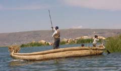 Totora boat at Lake Titicaca