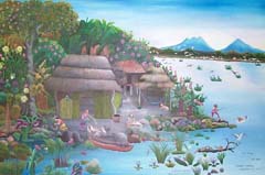 Lago de Cocibolca. Central American indigenous people's painting of wetlands