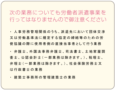 労働者派遣事業を行えない業務について